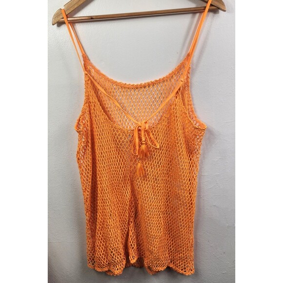 Wild Fable Stretchy Orange Mesh Net Top Swim Cover Up Size XL - Picture 2 of 6